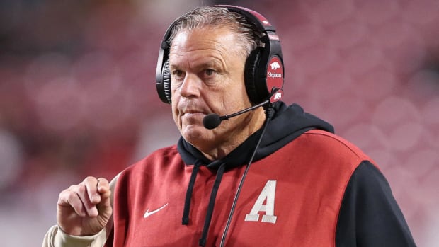 Razorbacks coach Sam Pittman on sidelines against Florida International